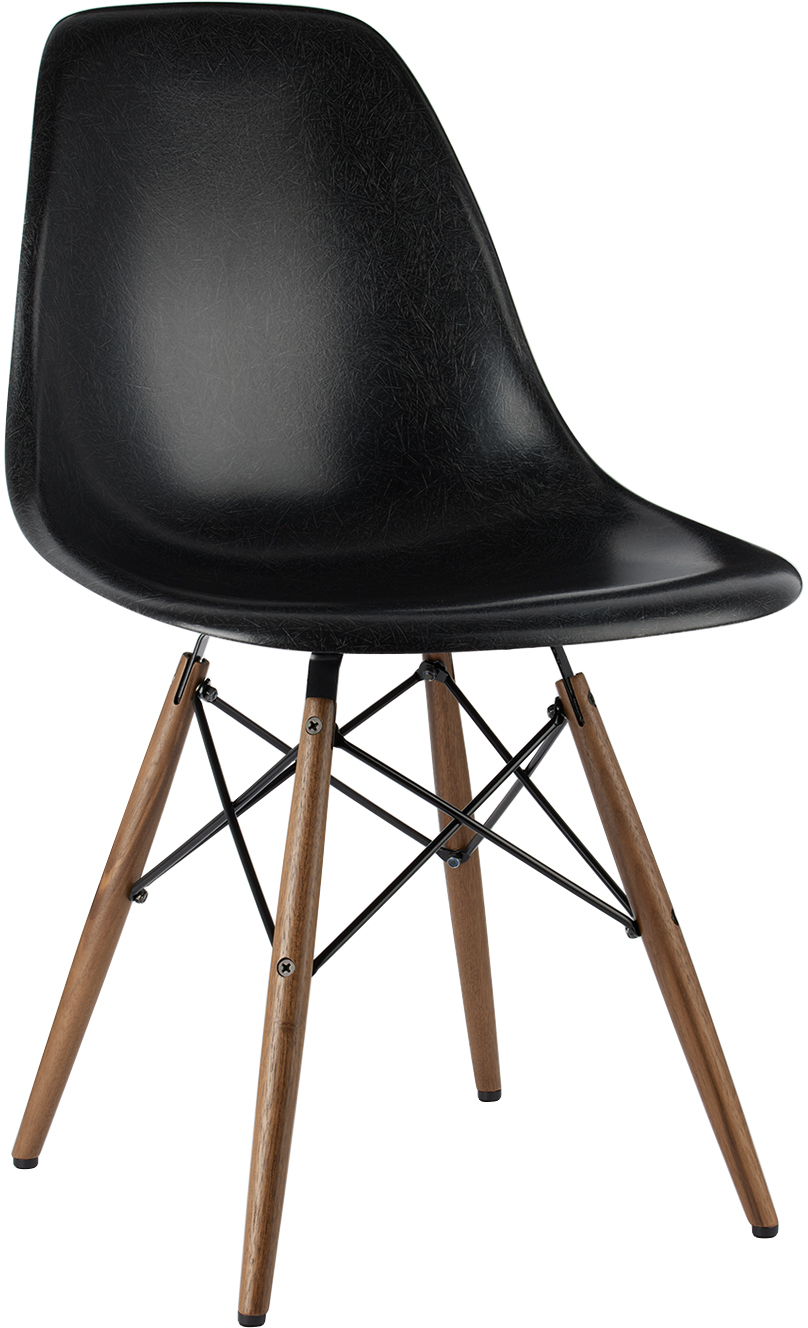 Herman Miller Black Eames Molded Fiberglass Side Chair In Black