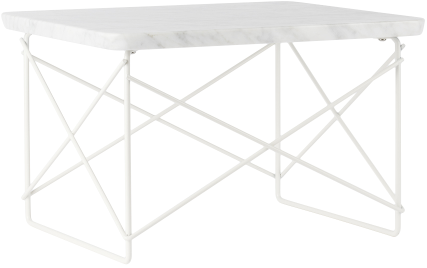 Herman Miller White Eames Wire Base Low Table In Marble