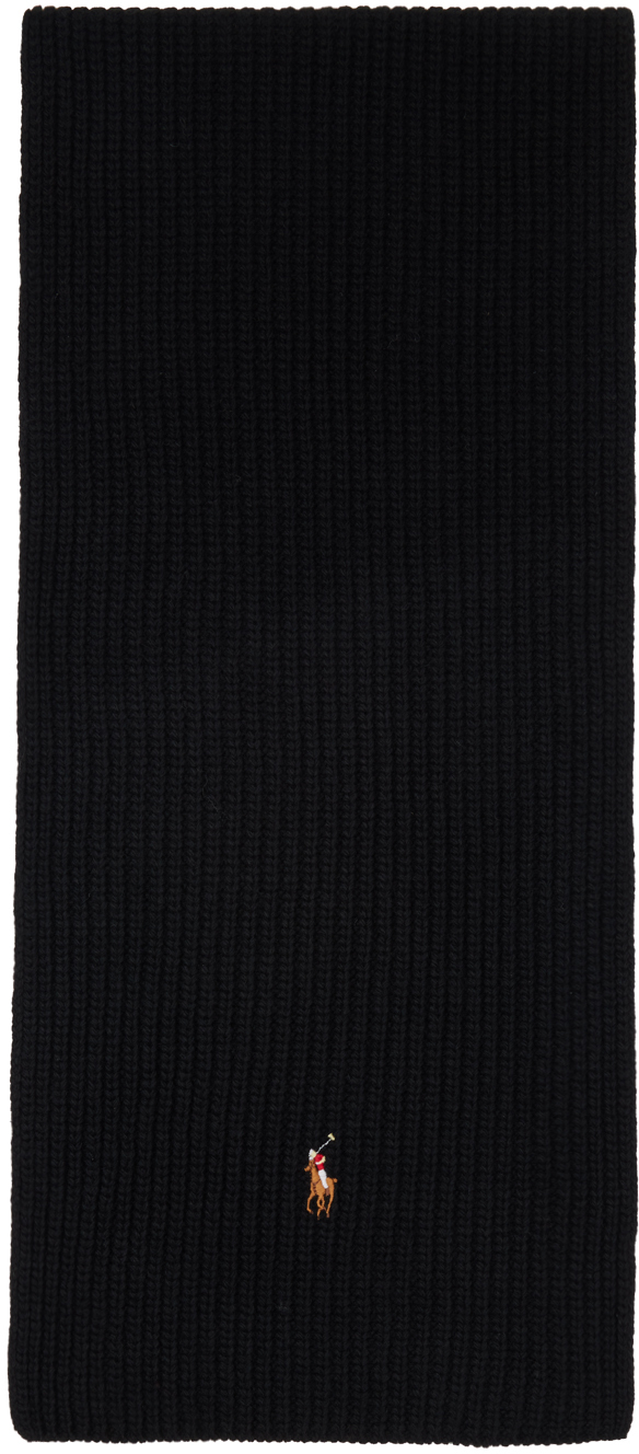 Polo Ralph Lauren Signature Pony Wool Scarf In 002 Polo Black