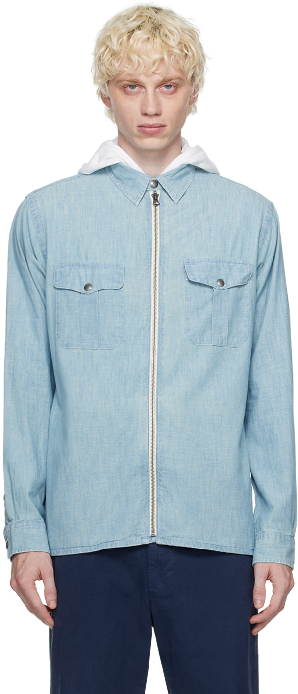 Polo Ralph Lauren Denim Zip-up Shirt In Light Indigo