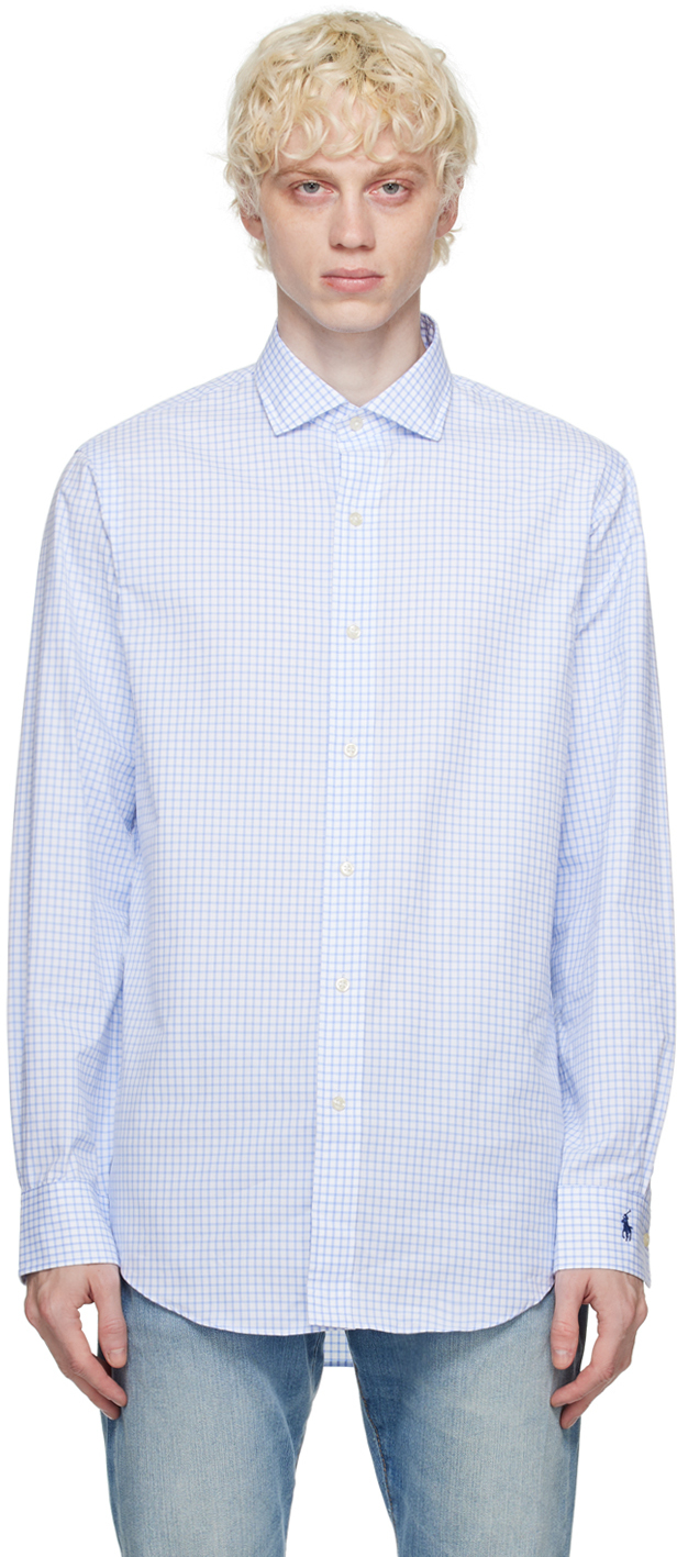 Polo Ralph Lauren White & Blue Classic Fit Shirt In 6100a White/lafaytte