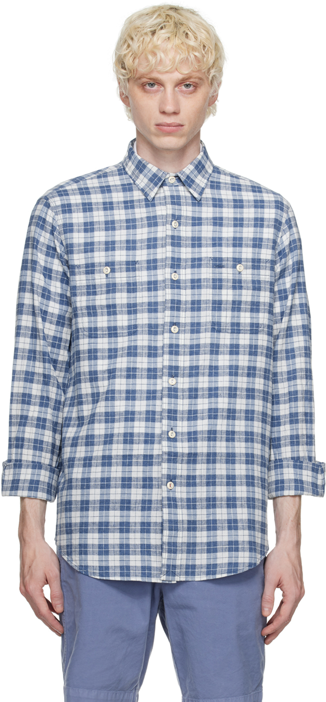 White & Indigo Classic Fit Shirt by Polo Ralph Lauren on Sale