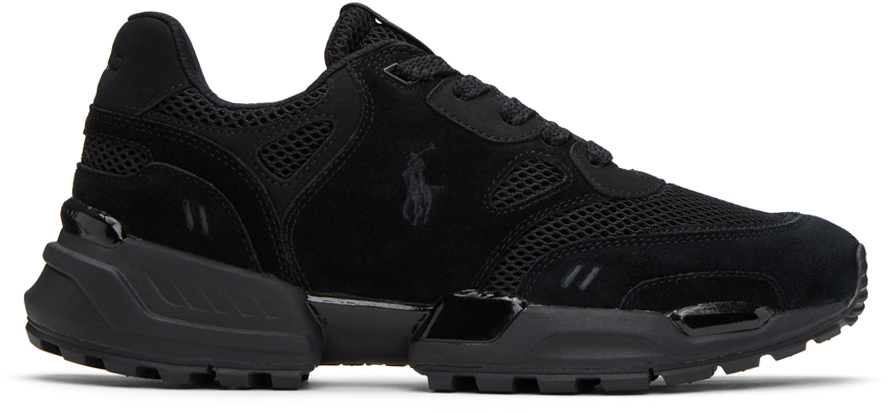 Shop Polo Ralph Lauren Black Jogger Sneakers In Black/black