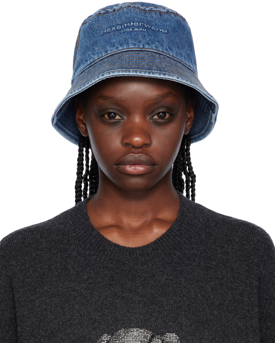Blue Embossed Bucket Hat