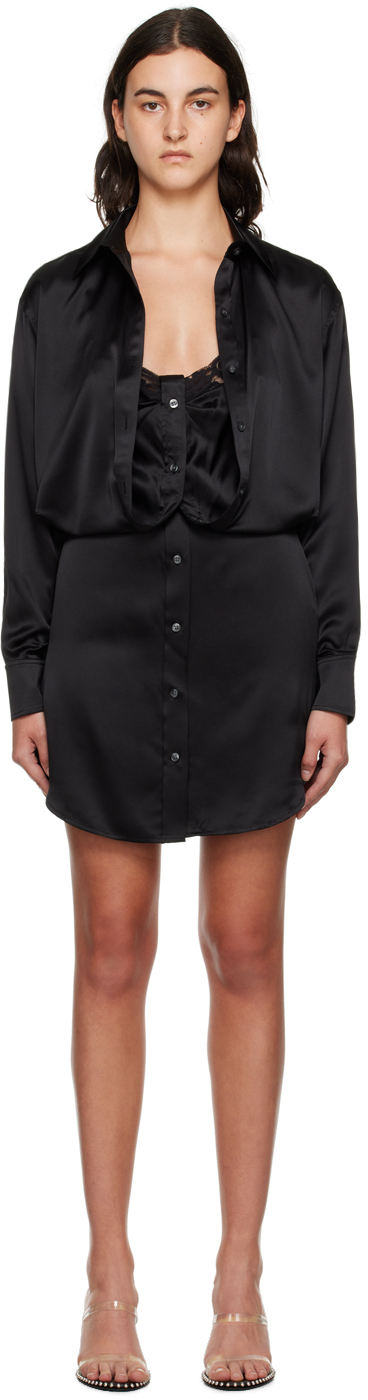 ALEXANDERWANG.T ニット レイヤード ミニワンピース ブラック ALEXANDERWANG.T ニット レイヤード ミニワンピース 関＊送込