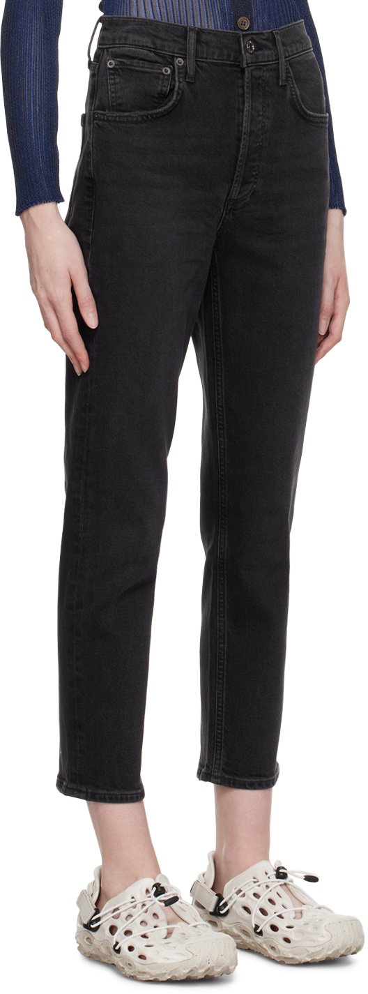 Agolde Black Riley Jeans In Panoramic (washed Bl