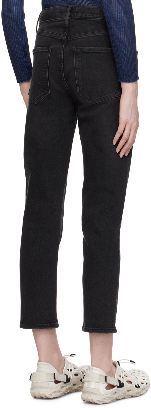 Agolde Black Riley Jeans In Panoramic (washed Bl