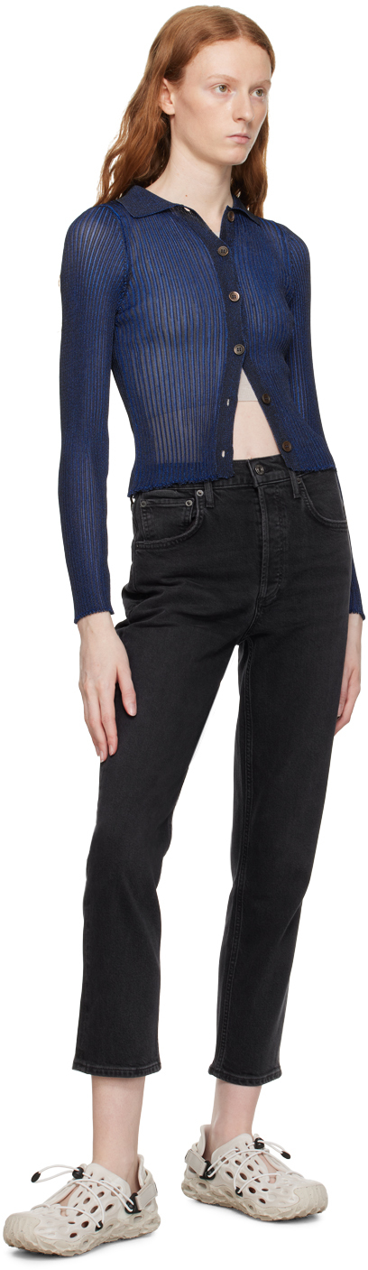 Agolde Black Riley Jeans In Panoramic (washed Bl