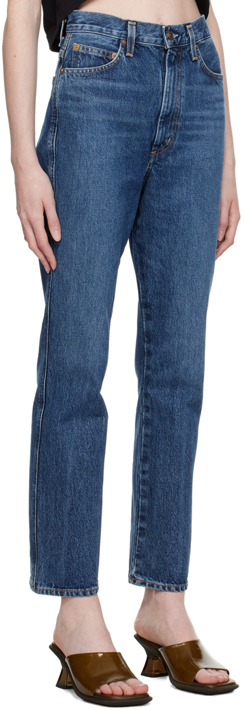 Shop Agolde Indigo Pinch Waist Kick Jeans In Placebo