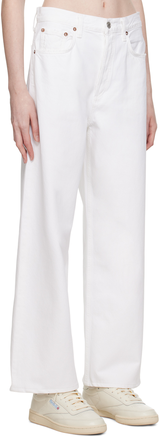 Shop Agolde White Slung Jeans In Milkshake