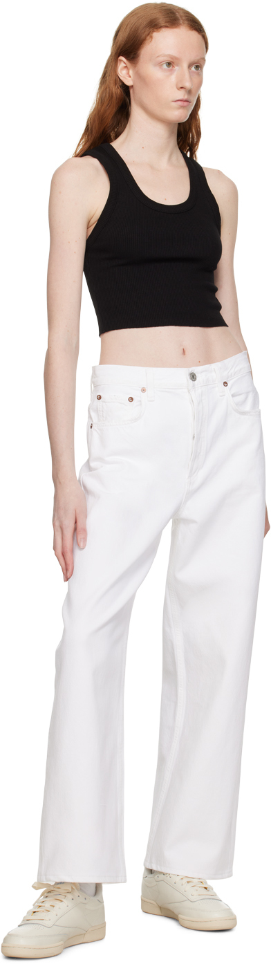 Shop Agolde White Slung Jeans In Milkshake