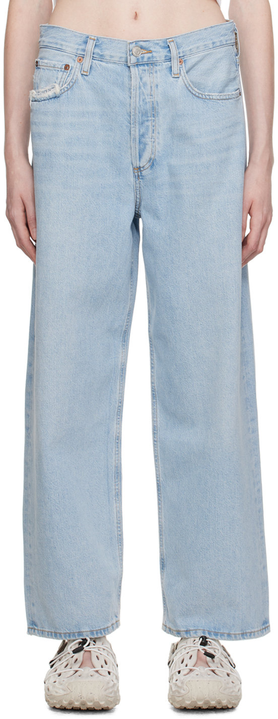 Agolde Low Slung Baggy High Rise Wide Leg Jeans In Shake