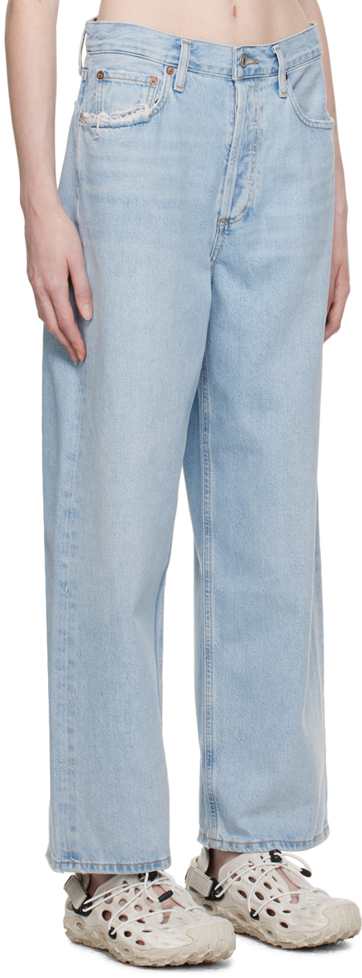 Shop Agolde Blue Slung Jeans In Shake