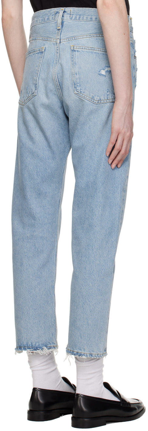 Agolde Blue Parka Straight-leg Cropped Jeans In Swapmeet