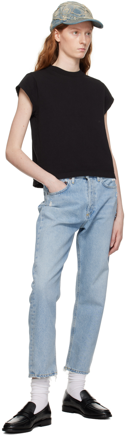 Agolde Blue Parka Straight-leg Cropped Jeans In Swapmeet
