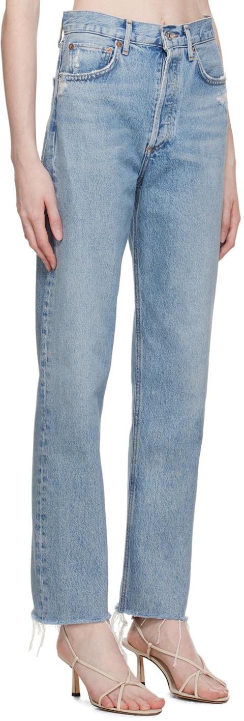 Shop Agolde Blue 90's Pinch Waist Jeans In Ruminate (tinted Md
