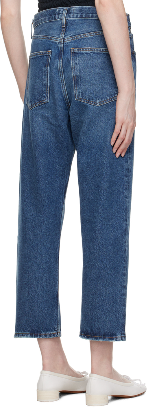 Agolde Blue 90's Crop Jeans In Range (dark Red Clea