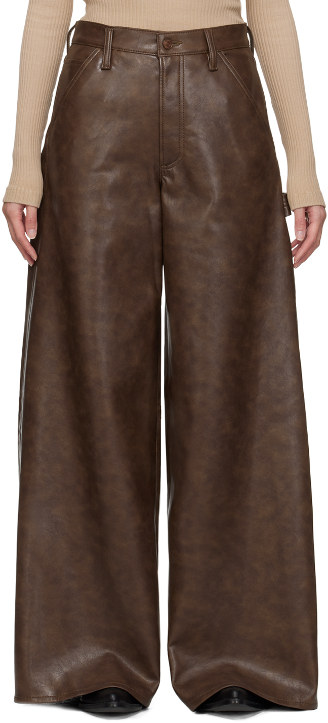 AGOLDE Brown Dale Leather Pants SSENSE Canada