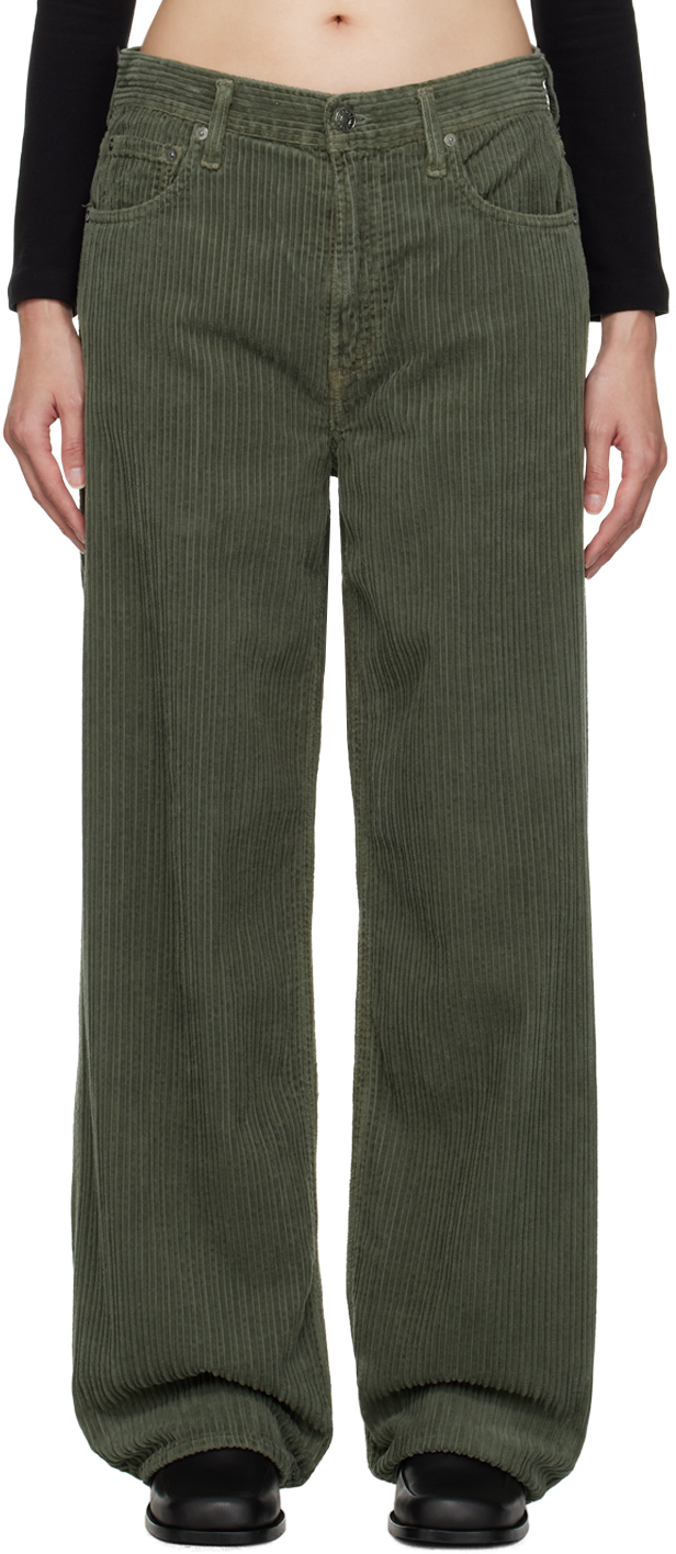 AGOLDE: Green Low Slung Baggy Trousers