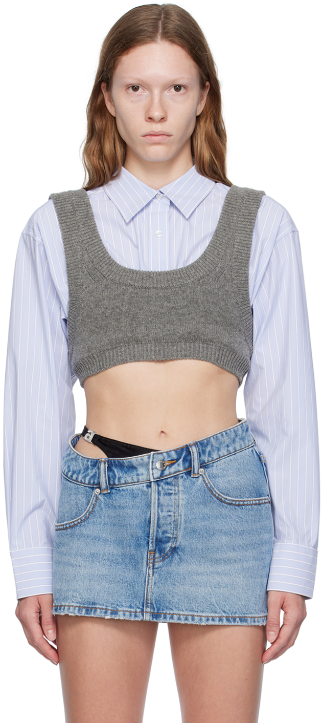 Alexander Wang T Gray Layered Camisole In 030 Heather Grey | ModeSens