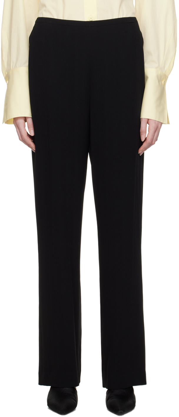 Theory Black Elasticized Trousers In 001 Black