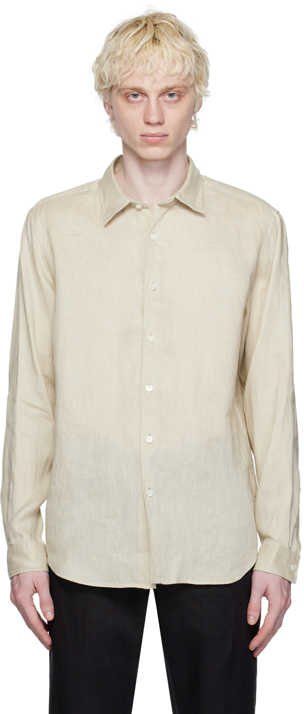 Theory Beige Irving Shirt In Sand