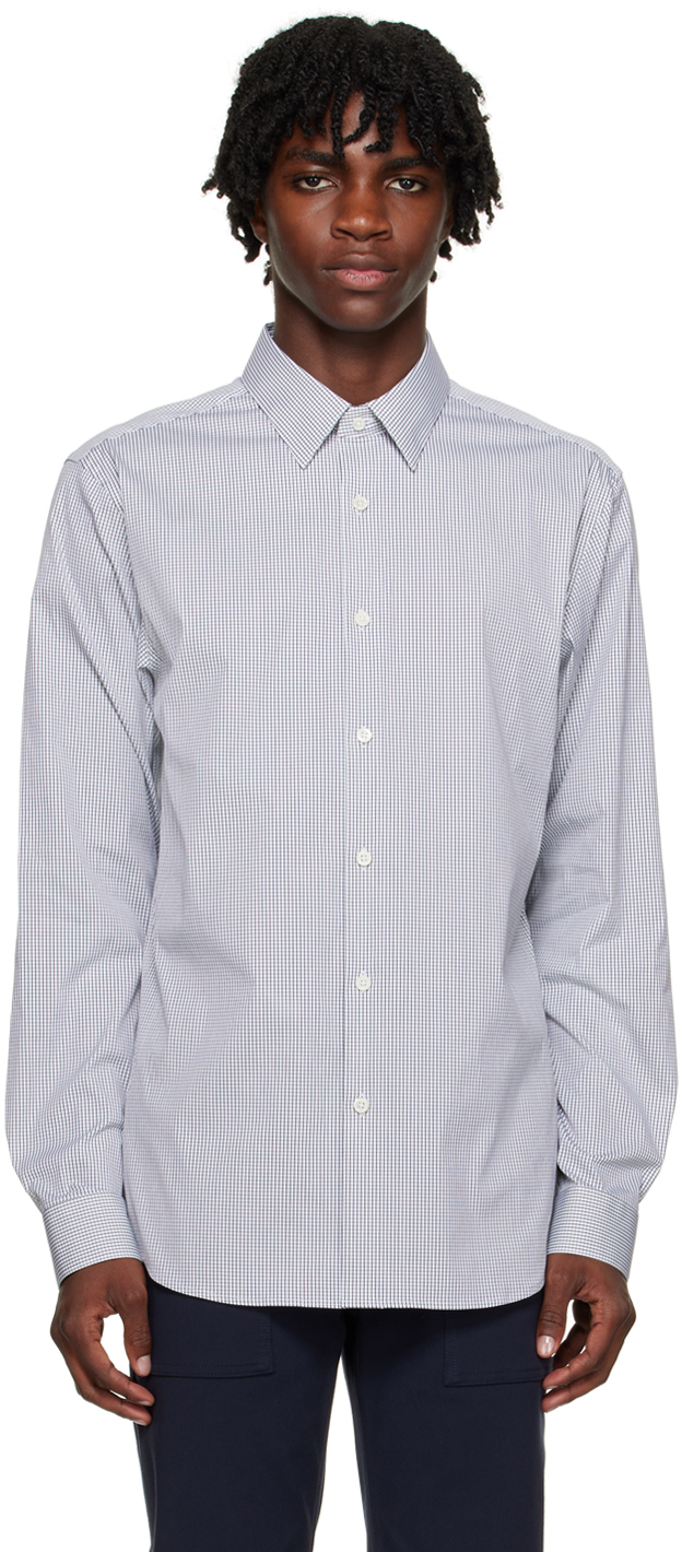 Theory White Irving Shirt In White/baltic