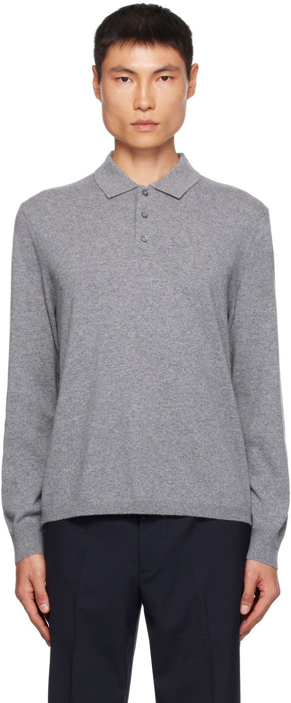 Theory Gray Hilles Polo In Derby Heather