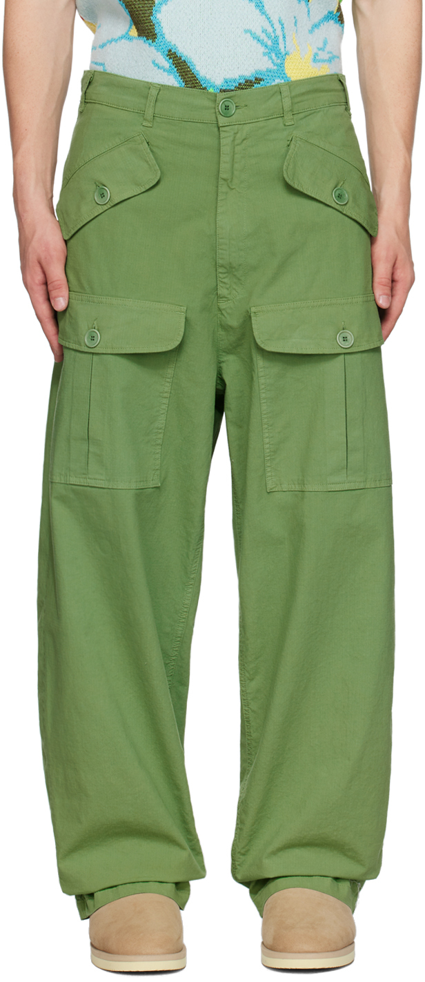 Sky High Farm Workwear Green Relaxed-fit Cargo Trousers In 1 Green