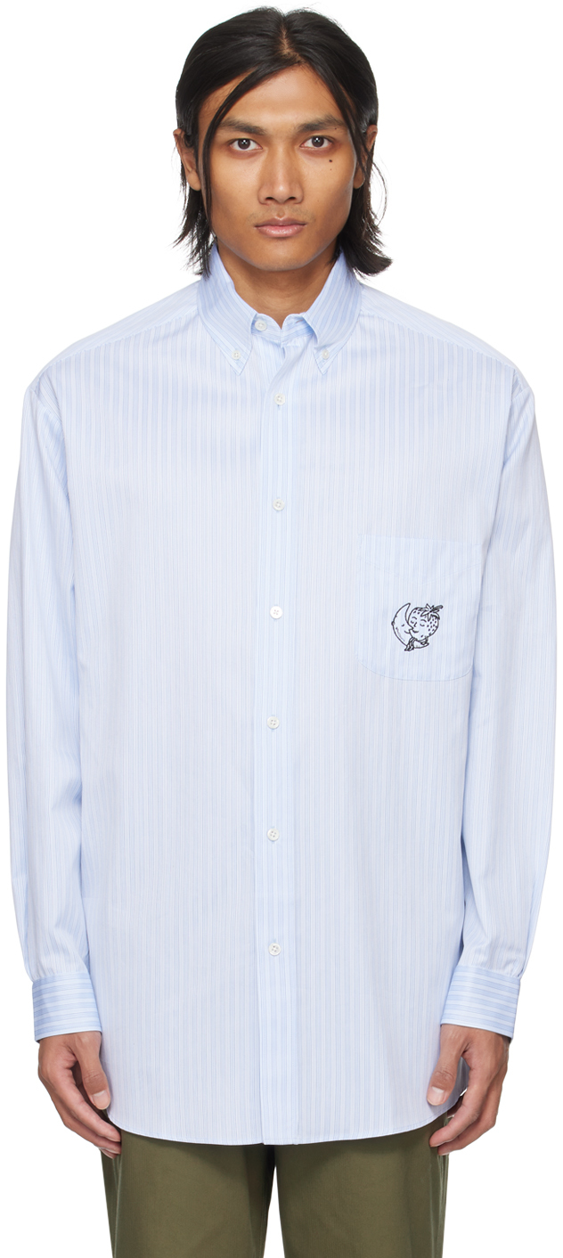 Sky High Farm Workwear Blue Samira Nasr Edition Shirt In 3 Stripe 3