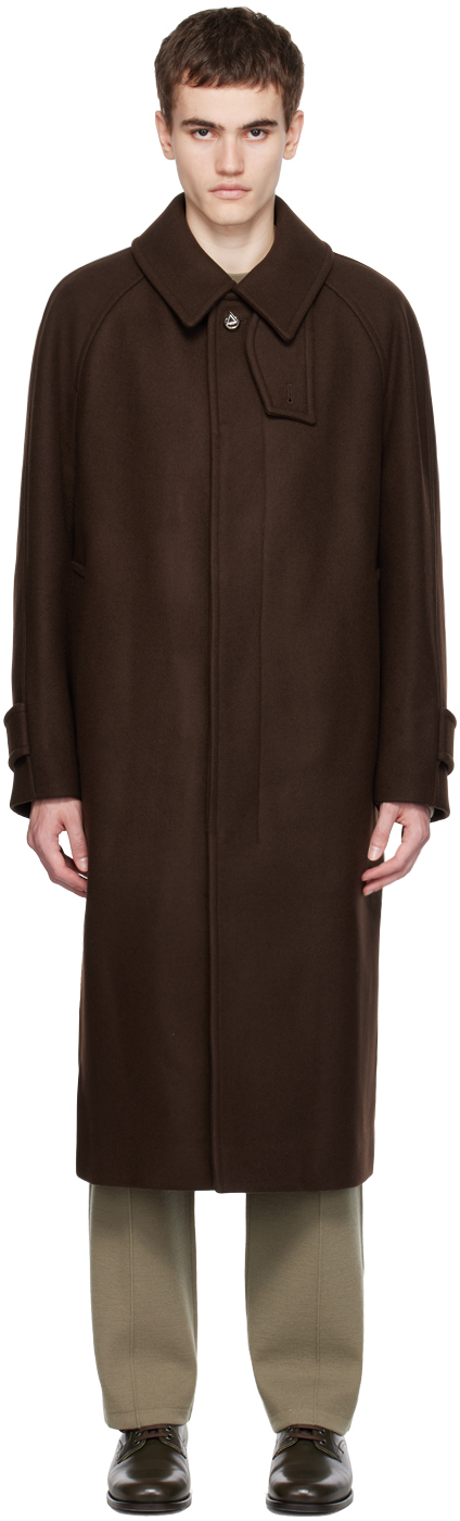 Brown Raglan Coat by Solid Homme on Sale