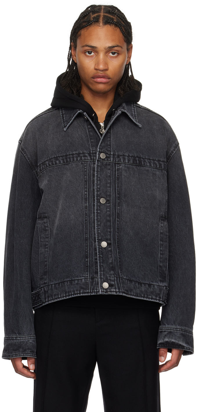 Solid Homme: Gray Faded Denim Jacket | SSENSE