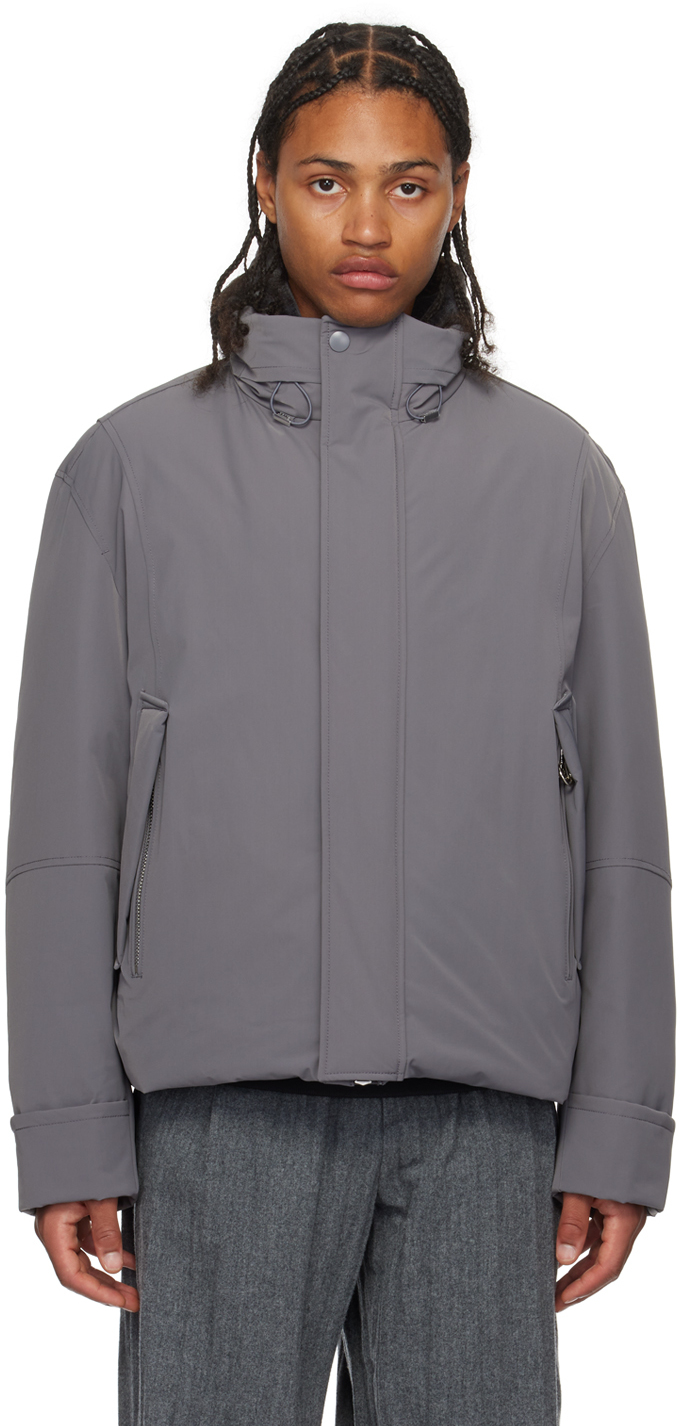 Solid Homme Gray Funnel Neck Down Jacket In 203g Grey