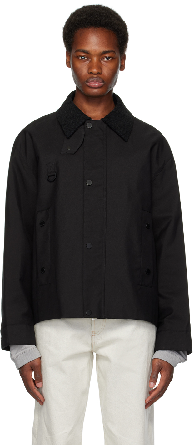 Solid Homme Black Spread Collar Jacket In 417b Black