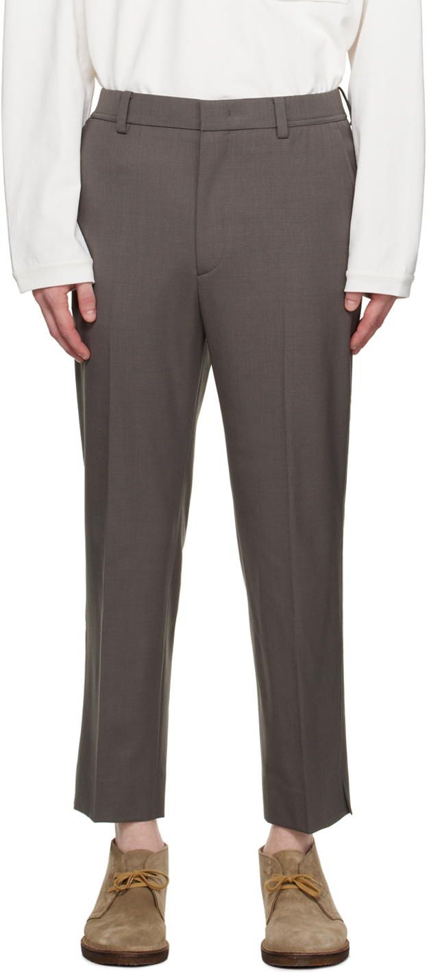 Gray Tapered Trousers by Solid Homme on Sale