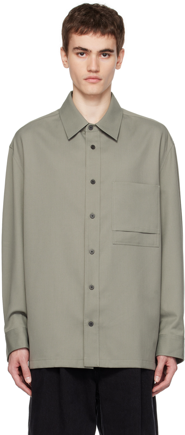 Khaki Pocket Shirt by Solid Homme on Sale