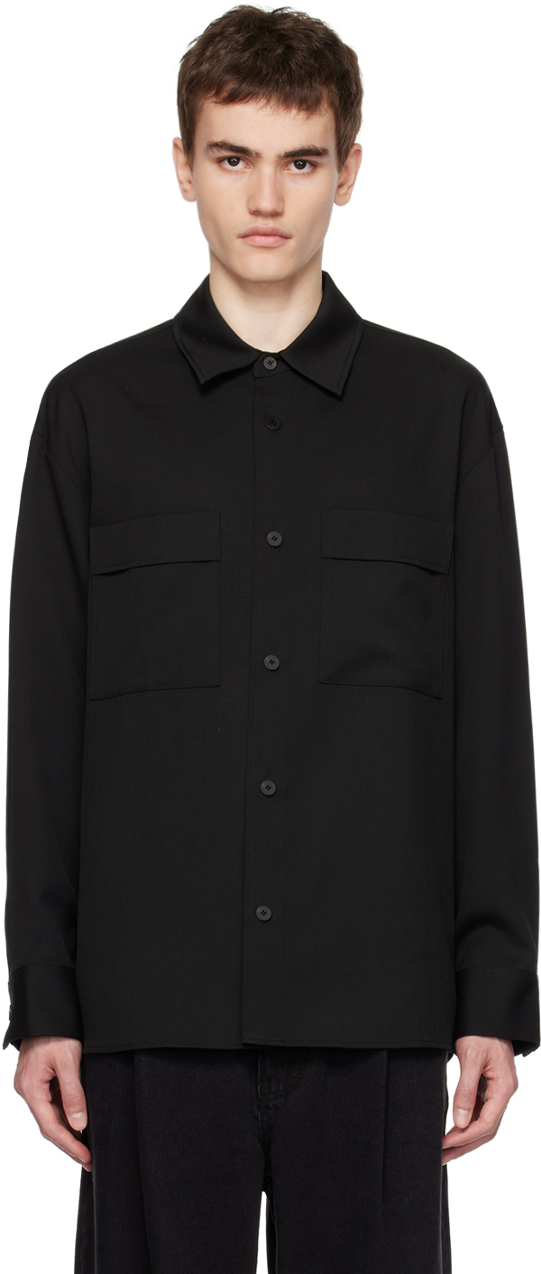 Black Pocket Shirt by Solid Homme on Sale