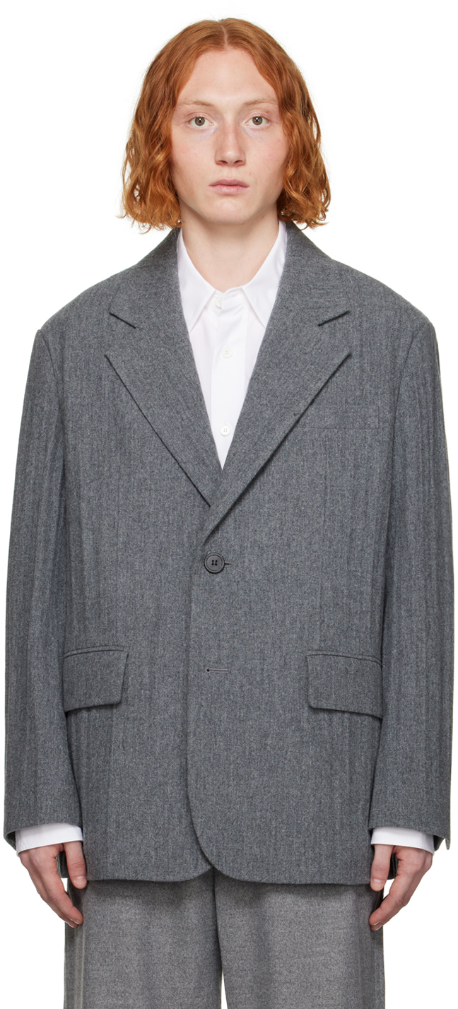 Solid Homme Gray Pleated Blazer In 504g Grey