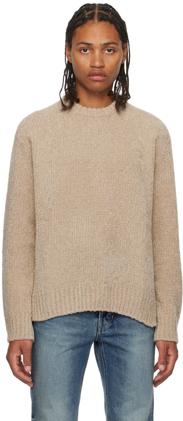 Beige Vented Sweater by Solid Homme on Sale