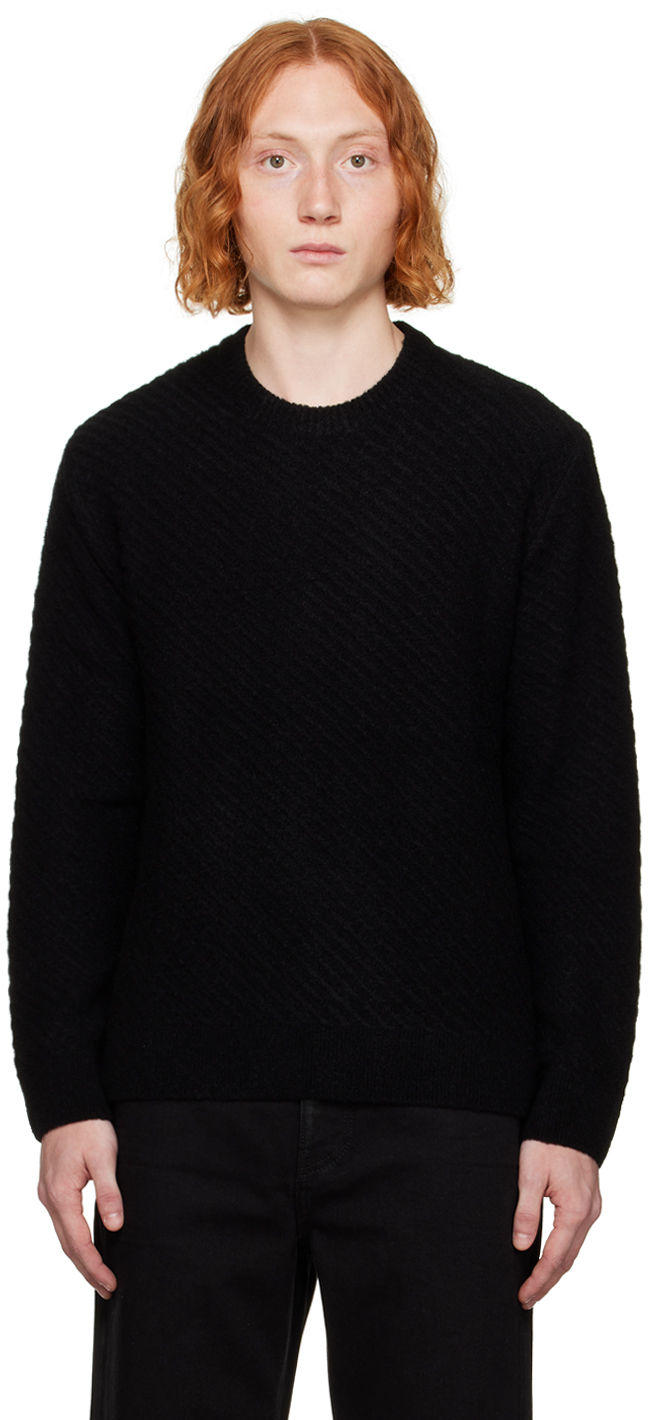 Solid Homme Black Striped Sweater In 321b Black