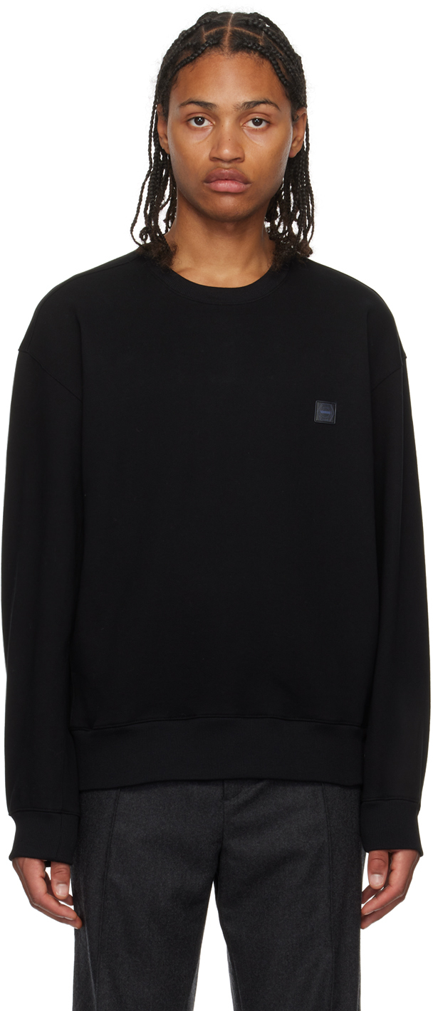 Black Embroidered Sweatshirt by Solid Homme on Sale