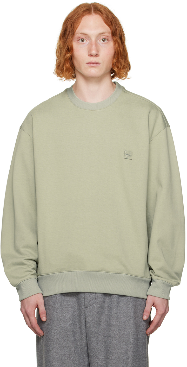 Solid Homme: Green Flocked Sweatshirt | SSENSE