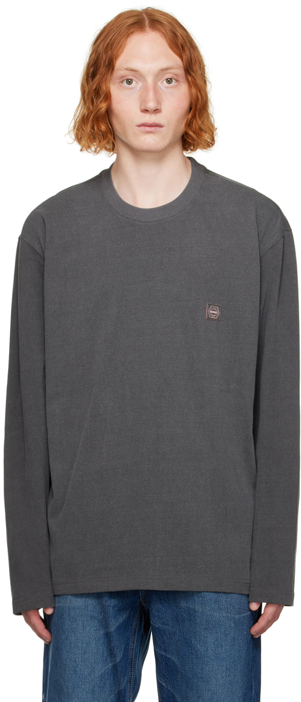 Solid Homme Gray Flocked Long Sleeve T-Shirt