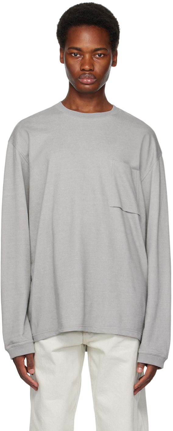 Solid Homme Gray Plaque Long Sleeve T-Shirt