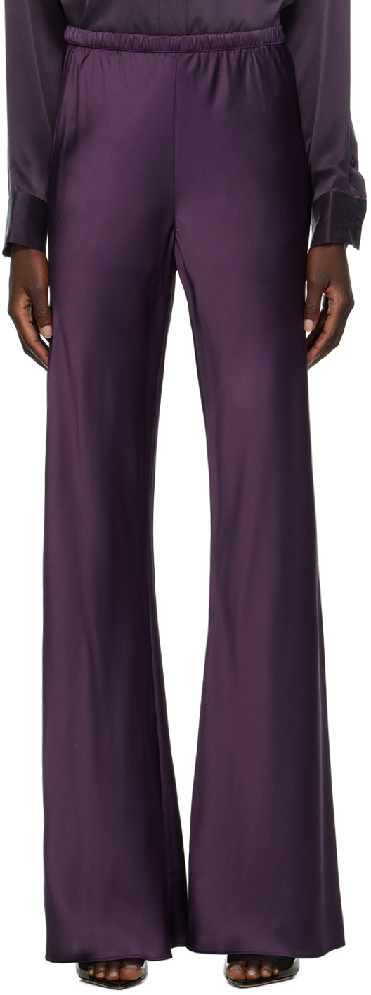 Silk Laundry Purple Bias-cut Lounge Pants In Blackberry