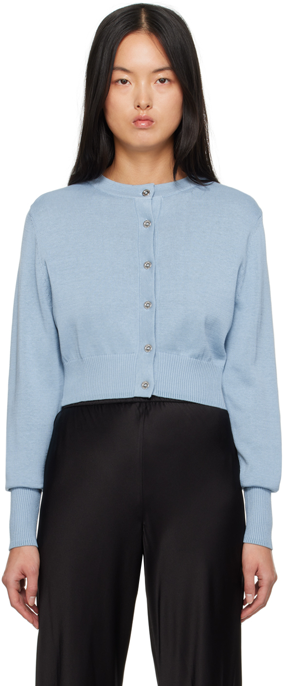 Silk Laundry Blue Cropped Cardigan In Sky