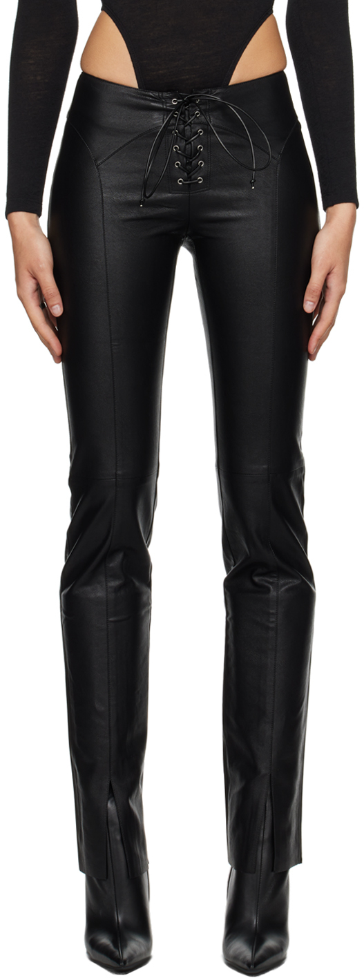 Shop Miaou Black Element Faux-leather Pants In Black Vegan Leather