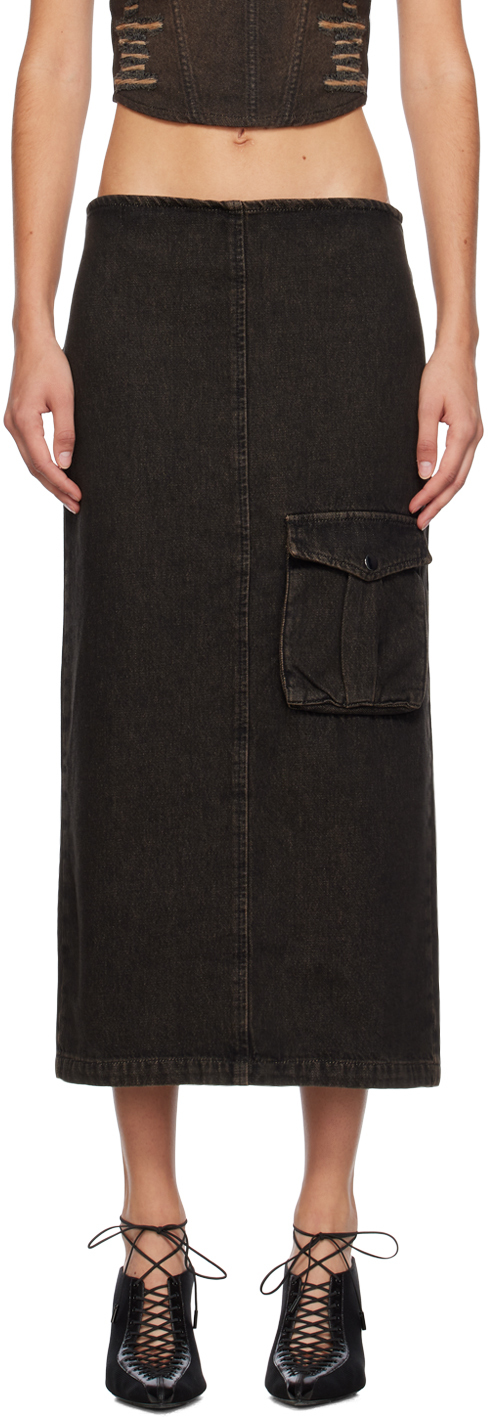 Black Freya Denim Maxi Skirt