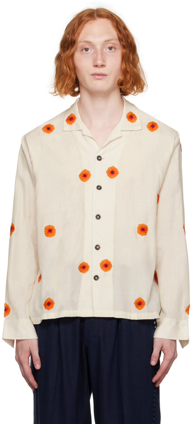 KARU RESEARCH BEIGE HAND-EMBROIDERED SHIRT