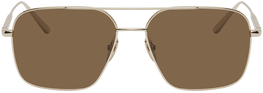 Chimi Gold Aviator Sunglasses In Brown/soft Gold